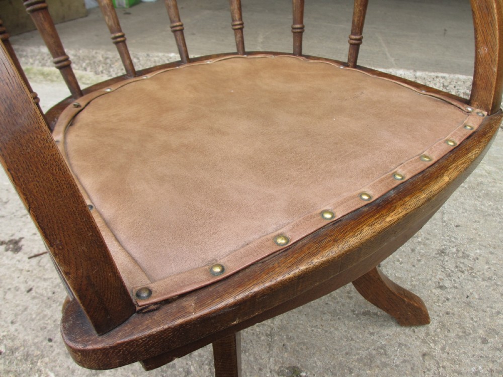 Edwardian oak spindle back swivel desk chair  View VII