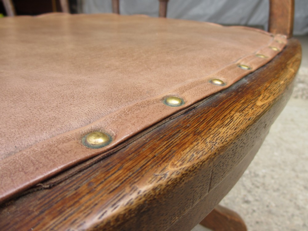 Edwardian oak spindle back swivel desk chair  View VIII