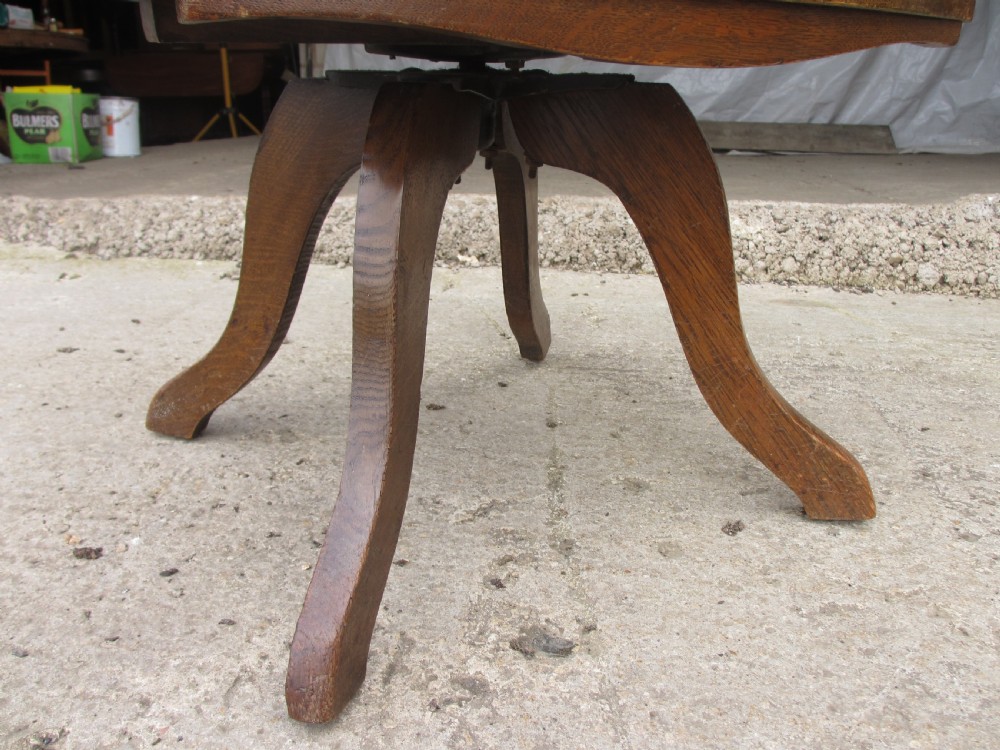 Edwardian oak spindle back swivel desk chair  View X