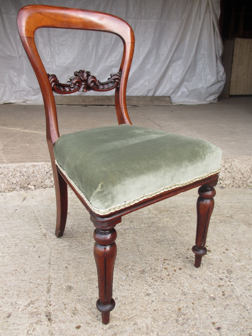Set of four Victorian mahogany upholstered chairs View IV
