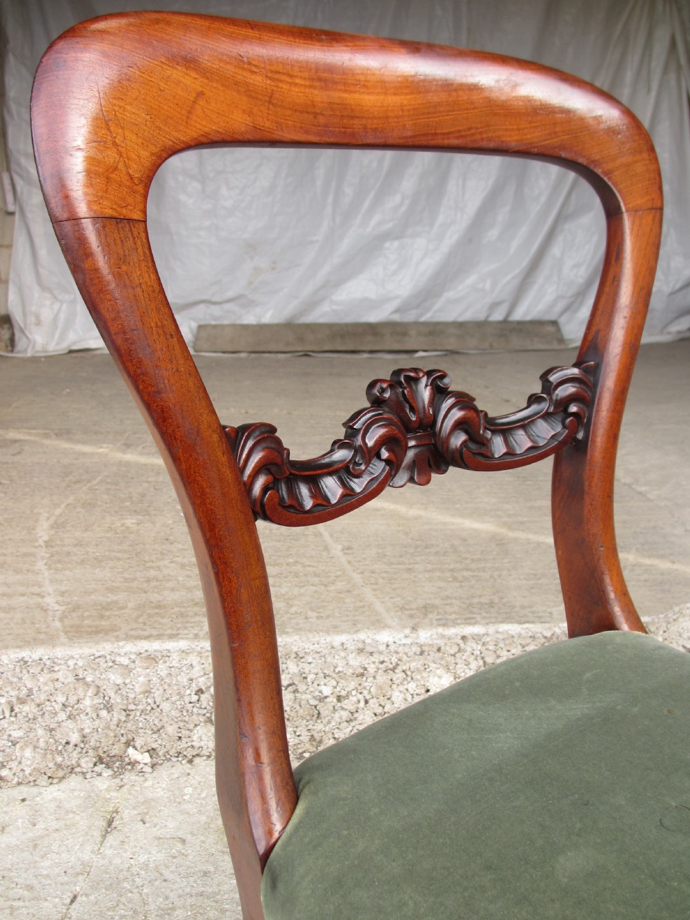 Set of four Victorian mahogany upholstered chairs View V