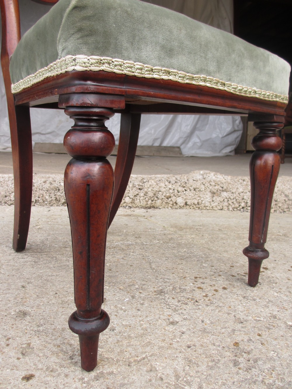Set of four Victorian mahogany upholstered chairs View IX