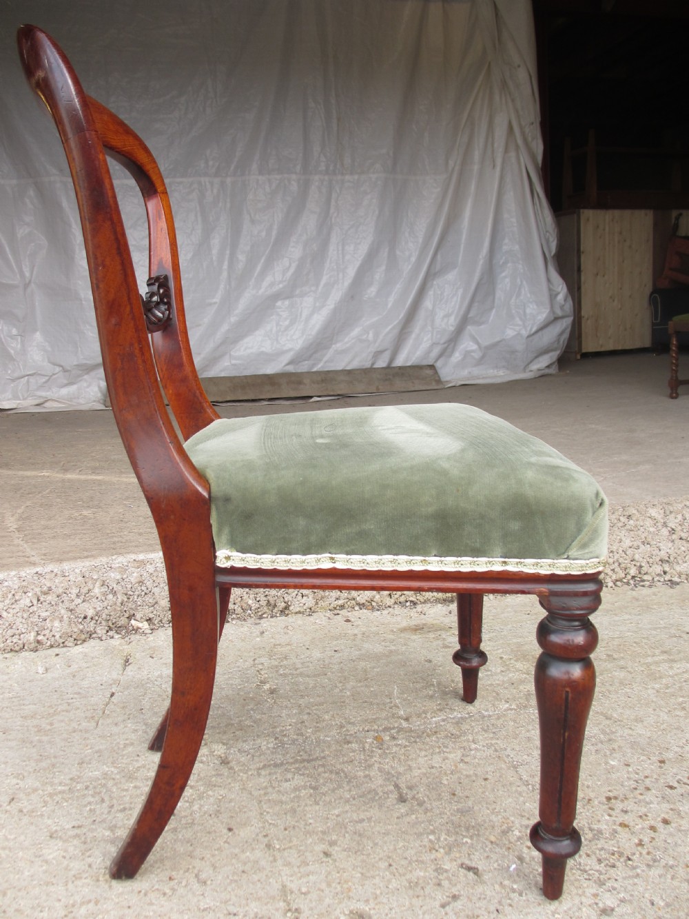 Set of four Victorian mahogany upholstered chairs View XI