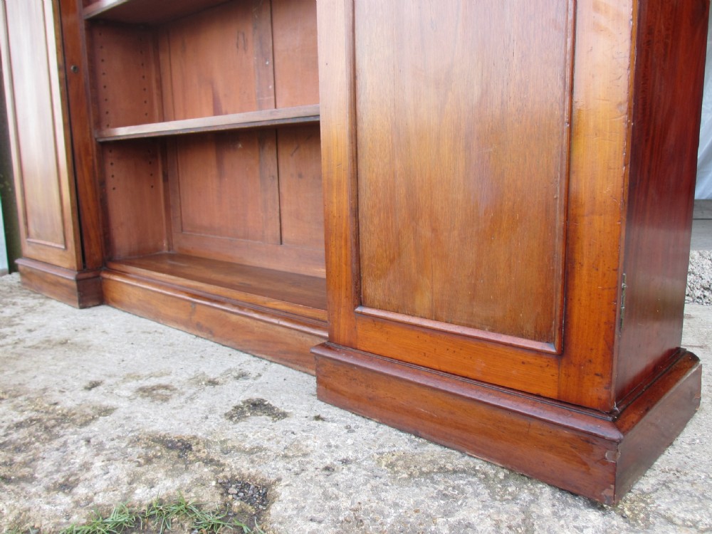 Victorian flame Mahogany breakfront open bookcase View VII
