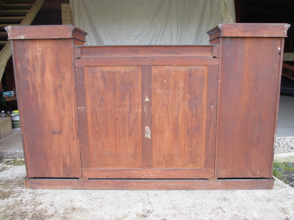 Victorian flame Mahogany breakfront open bookcase View XII