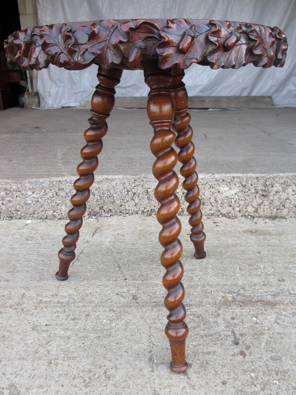 19th Century Oak and Walnut round top Gypsy occasional table View II