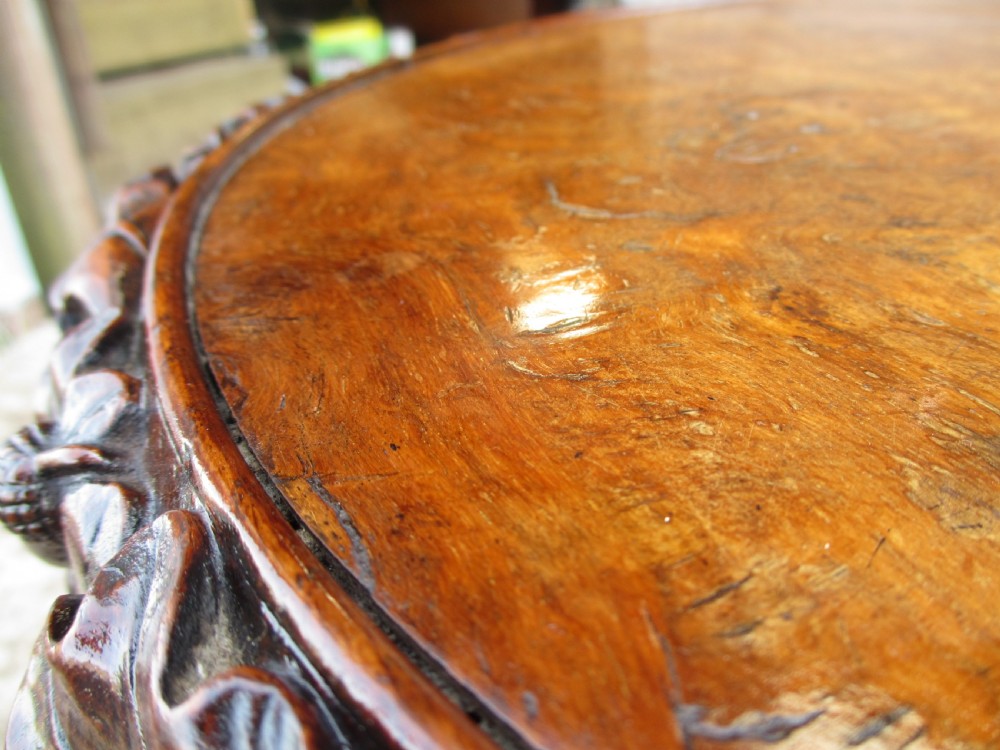 19th Century Oak and Walnut round top Gypsy occasional table View VI