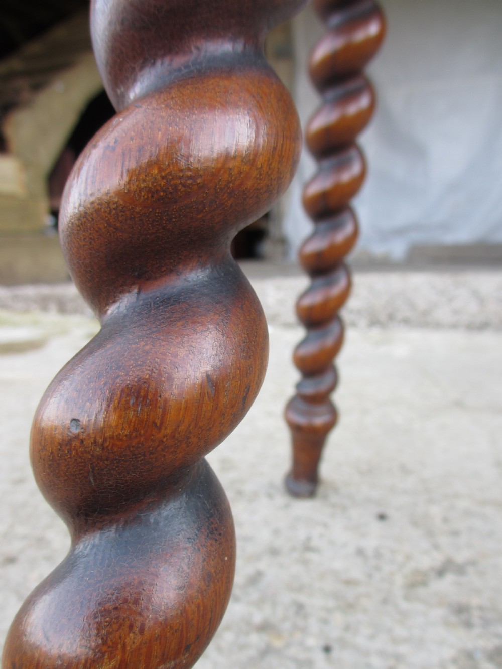 19th Century Oak and Walnut round top Gypsy occasional table View X