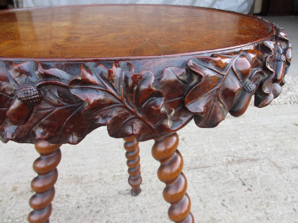19th Century Oak and Walnut round top Gypsy occasional table View XII