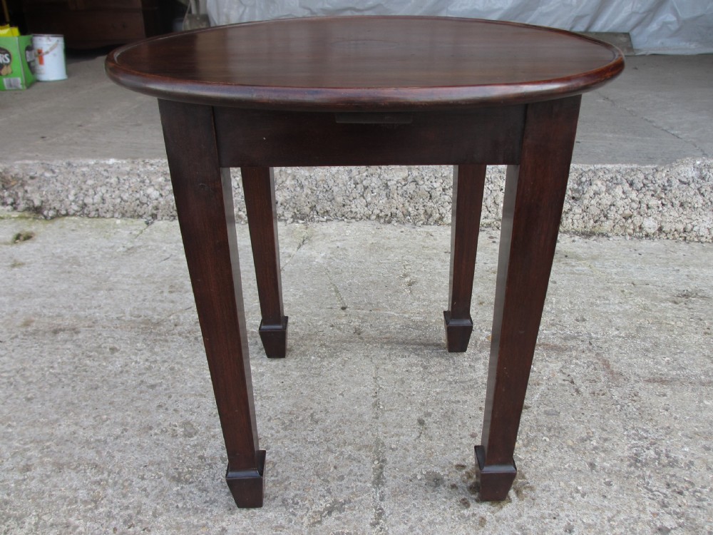 19th Century small Mahogany round top occasional table View X