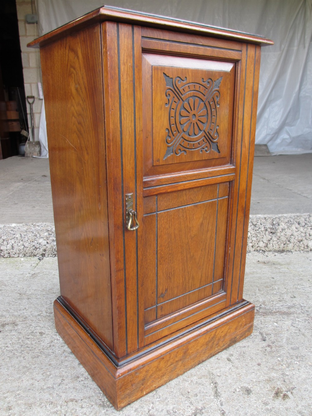 Victorian Mahogany and Walnut bedside pot cupboard View II