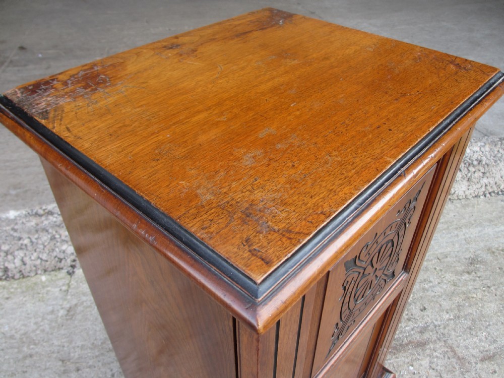 Victorian Mahogany and Walnut bedside pot cupboard View III