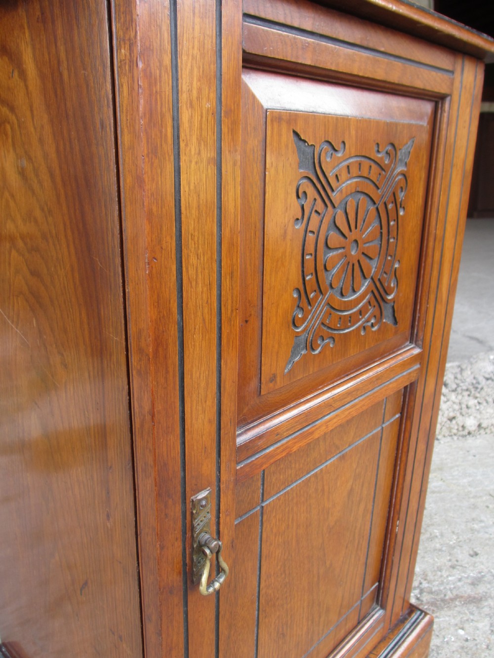 Victorian Mahogany and Walnut bedside pot cupboard View IV