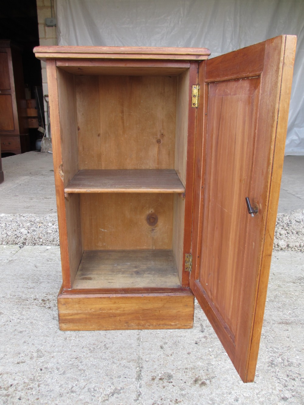 Victorian Mahogany and Walnut bedside pot cupboard  View X