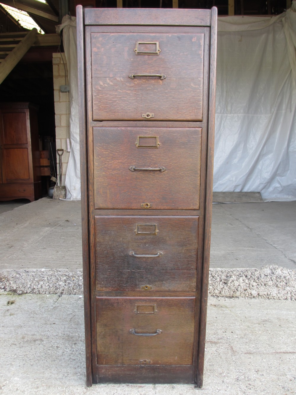 Edwardian Oak 4 drawer filing cabinet