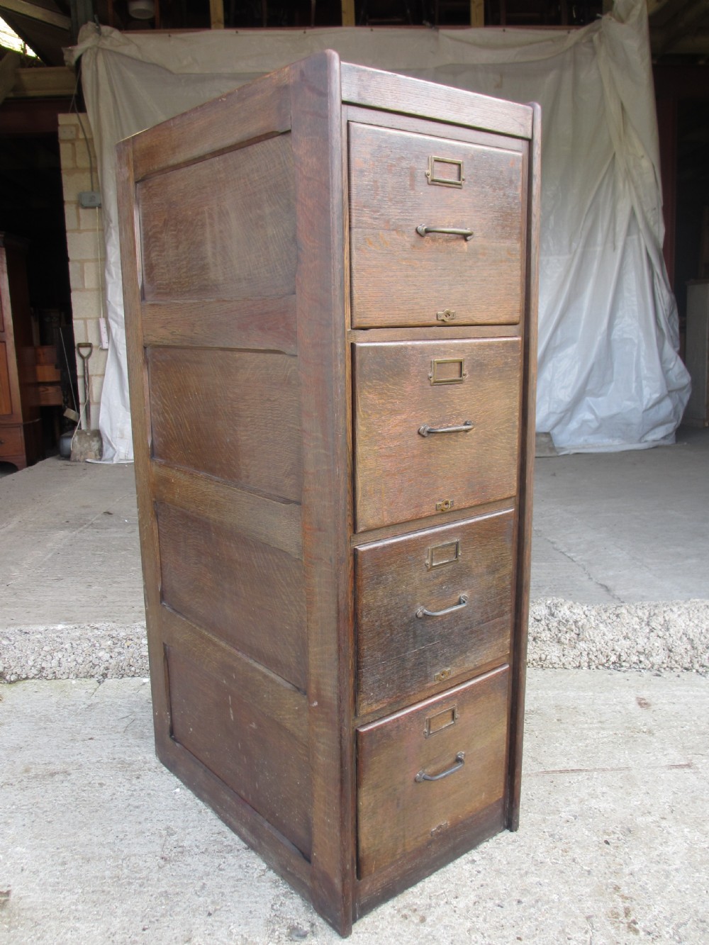 Edwardian Oak 4 drawer filing cabinet View III