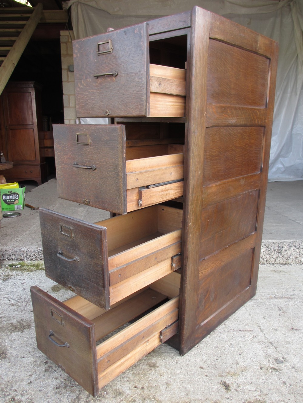 Edwardian Oak 4 drawer filing cabinet View VIII