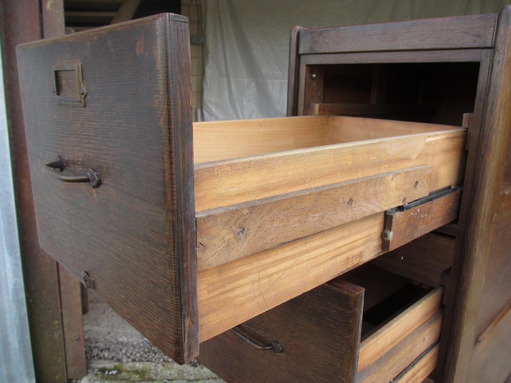 Edwardian Oak 4 drawer filing cabinet View IX