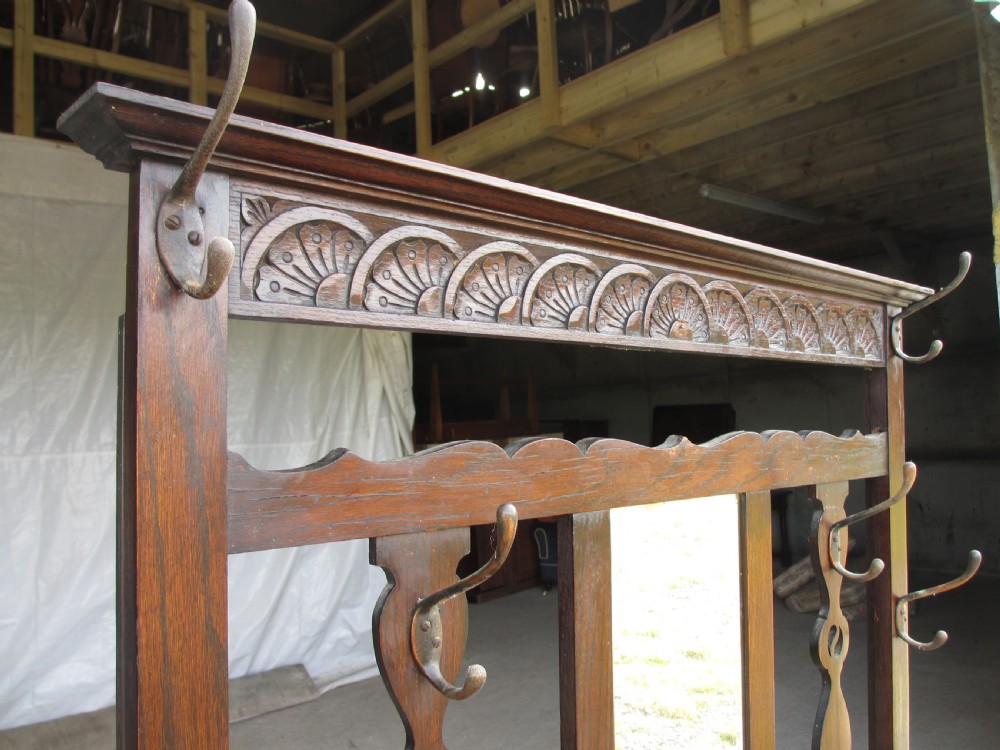 Victorian Oak mirrored hall stand View IV