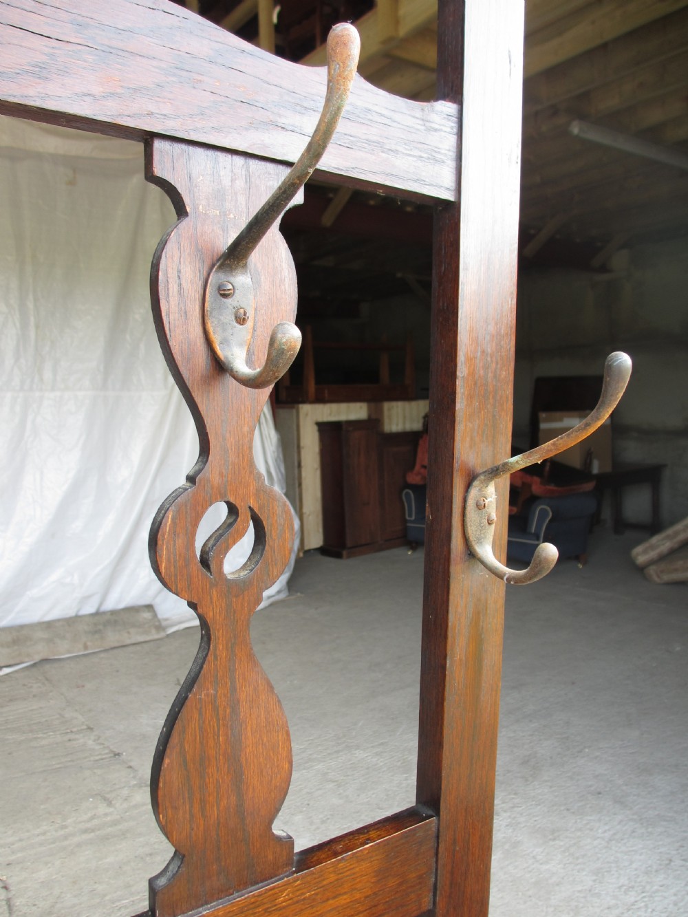 Victorian Oak mirrored hall stand View V
