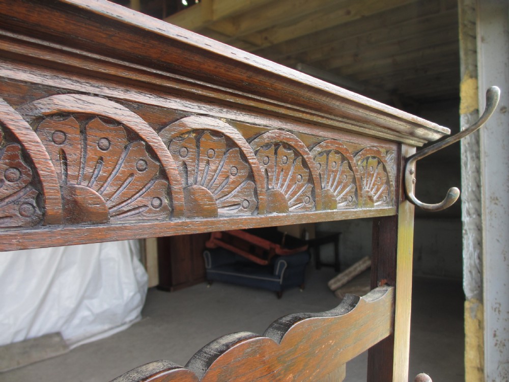 Victorian Oak mirrored hall stand View VI