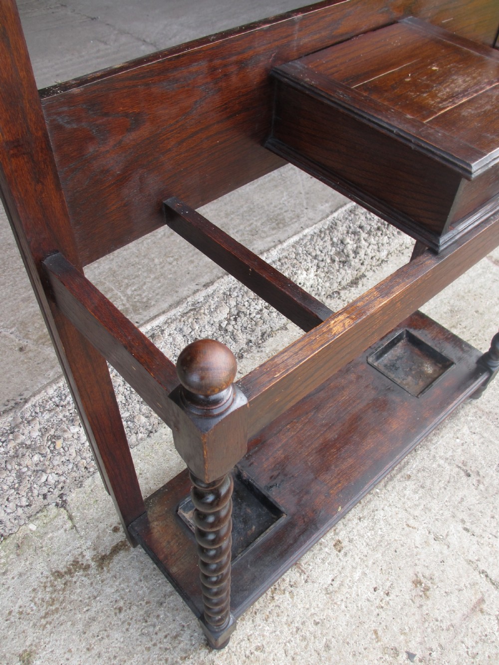 Victorian Oak mirrored hall stand View XI