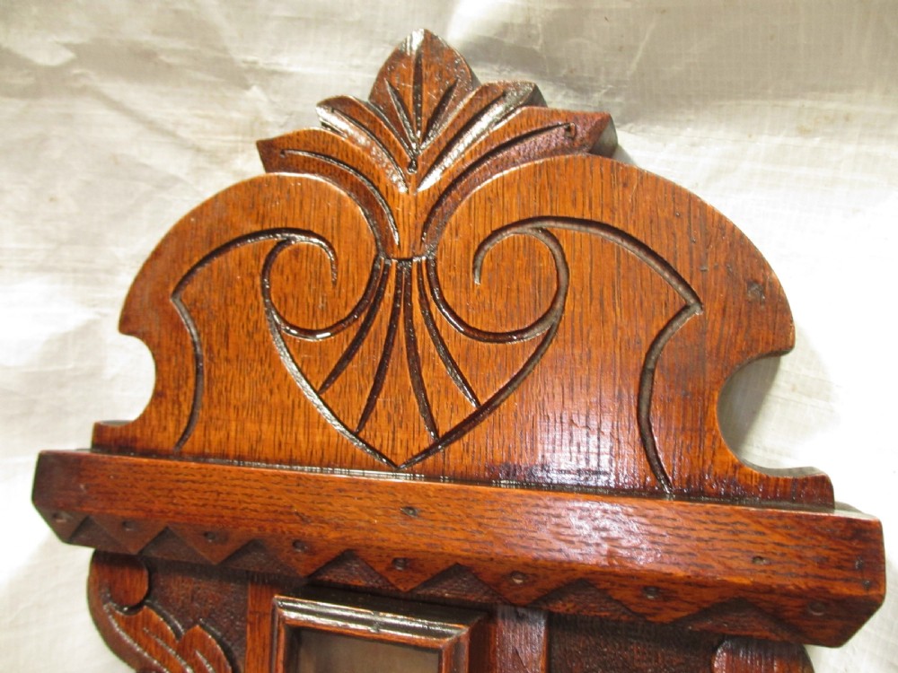 Lovely Victorian carved Oak wheel barometer by Brannon London  View VIII