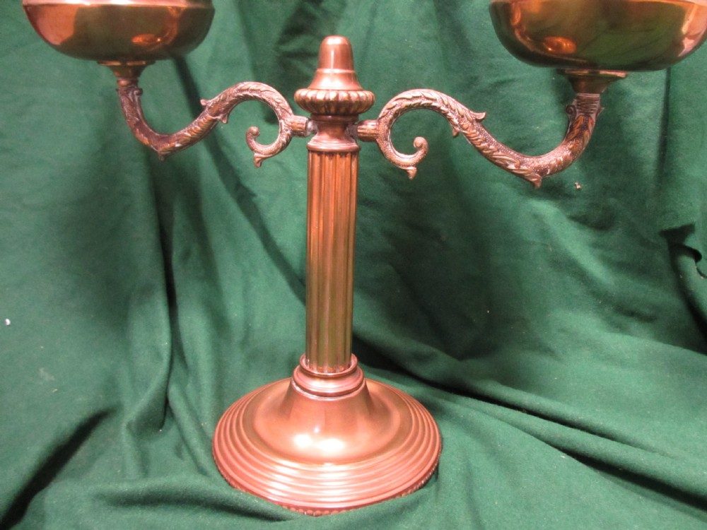 Victorian brass twin oil lamp View IV
