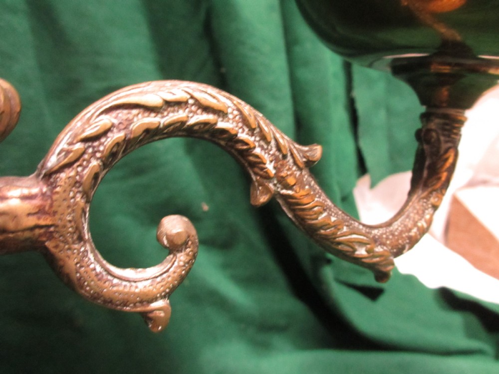 Victorian brass twin oil lamp View VII