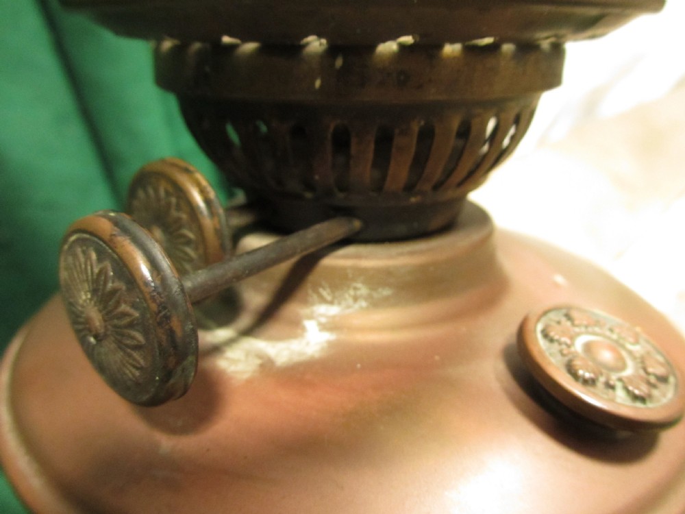 Victorian brass twin oil lamp View VIII