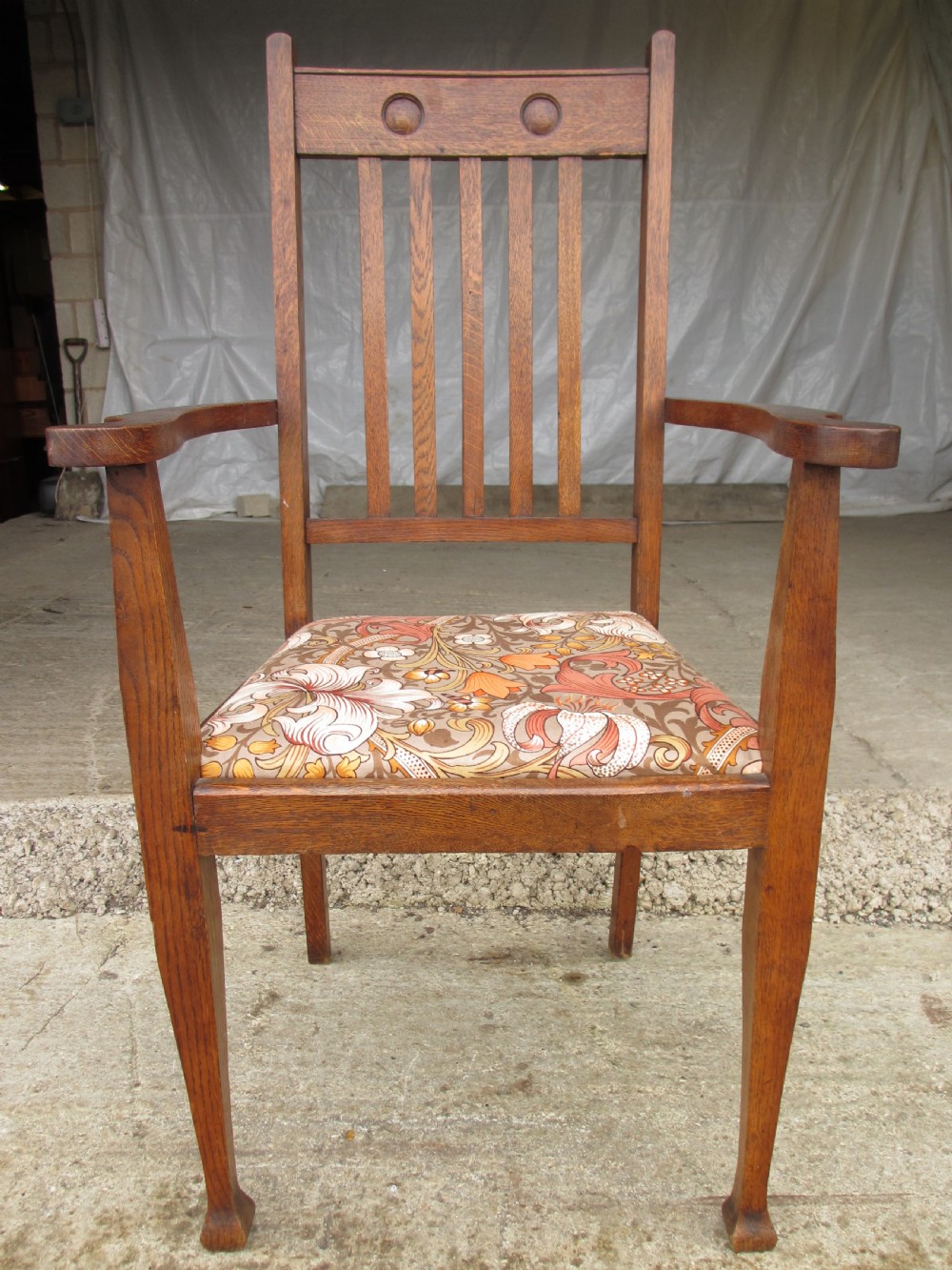 Pair of Victorian Arts and Crafts Oak carver arm chairs View III