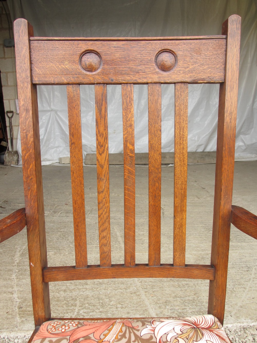 Pair of Victorian Arts and Crafts Oak carver arm chairs View VI