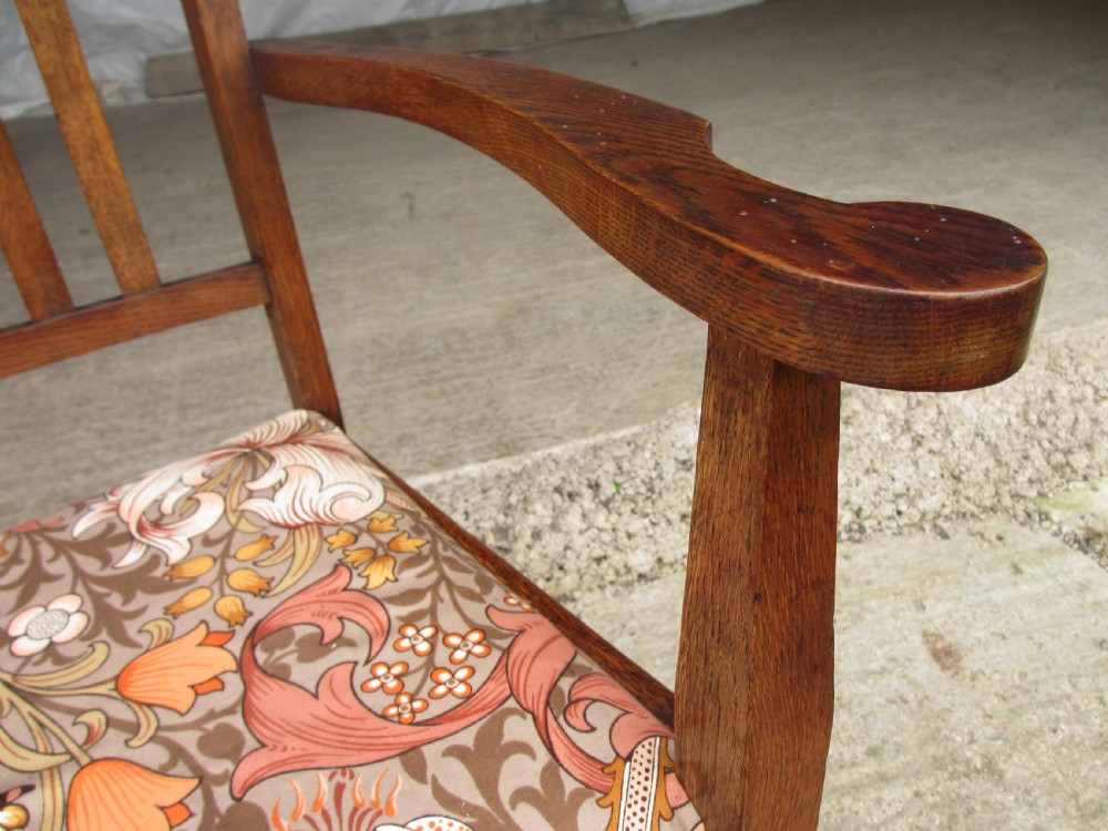 Pair of Victorian Arts and Crafts Oak carver arm chairs View VII