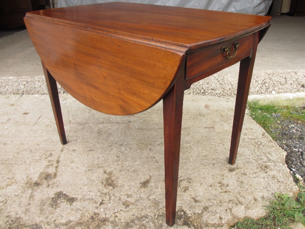 19th century mahogany drop-leaf twin drawer Pembroke dining table View VIII