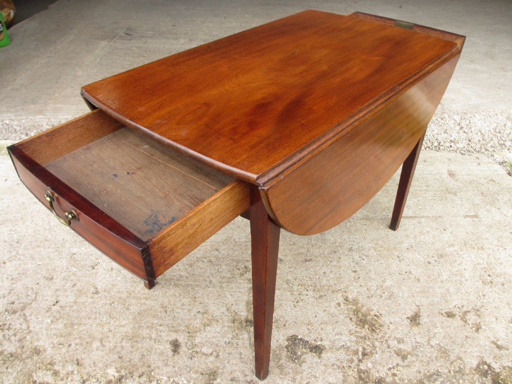 19th century mahogany drop-leaf twin drawer Pembroke dining table View X