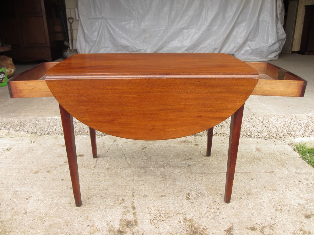 19th century mahogany drop-leaf twin drawer Pembroke dining table View XI