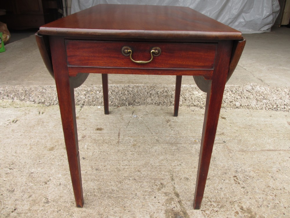 19th century mahogany drop-leaf twin drawer Pembroke dining table View XII