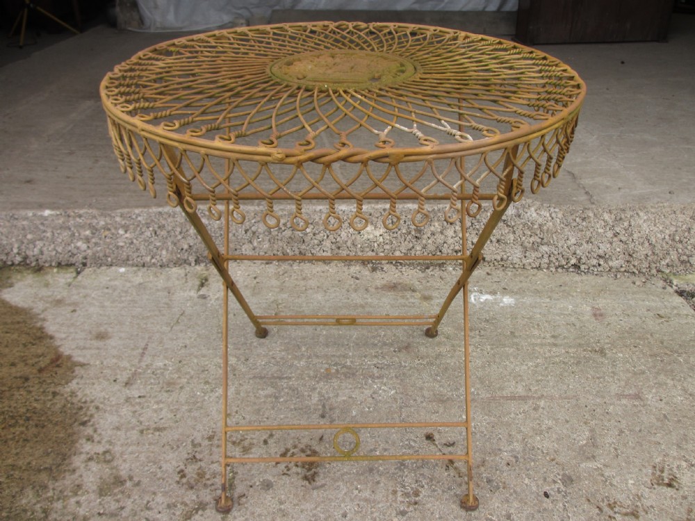 Early 20th century French folding metal garden patio set View II