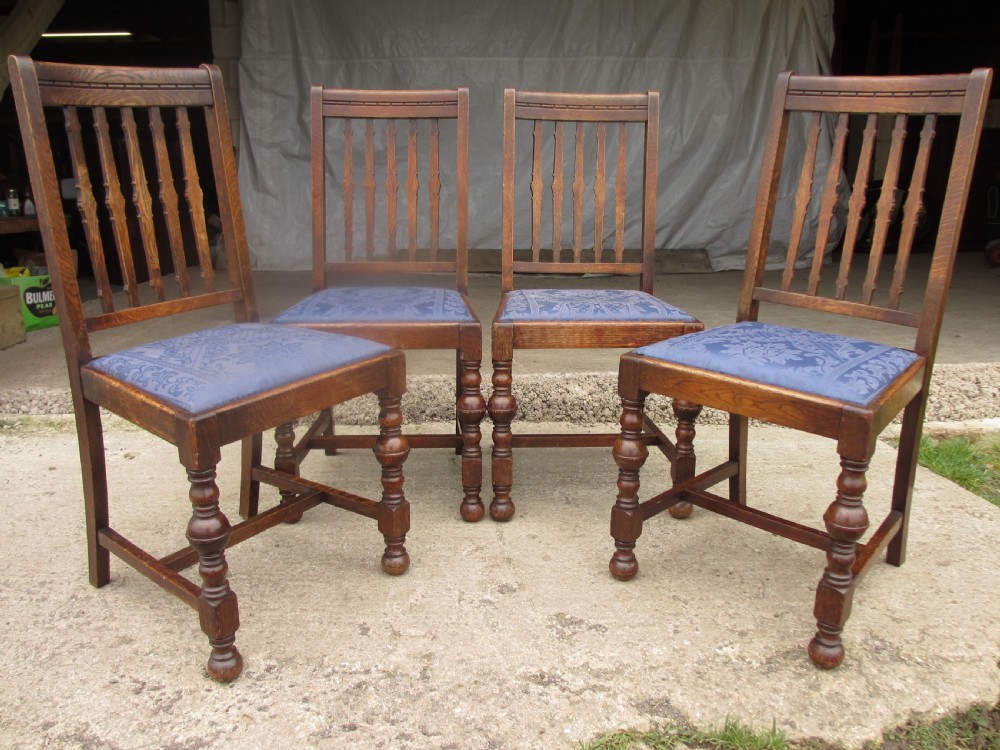 Four late 19th century oak slat back dining chairs  View III