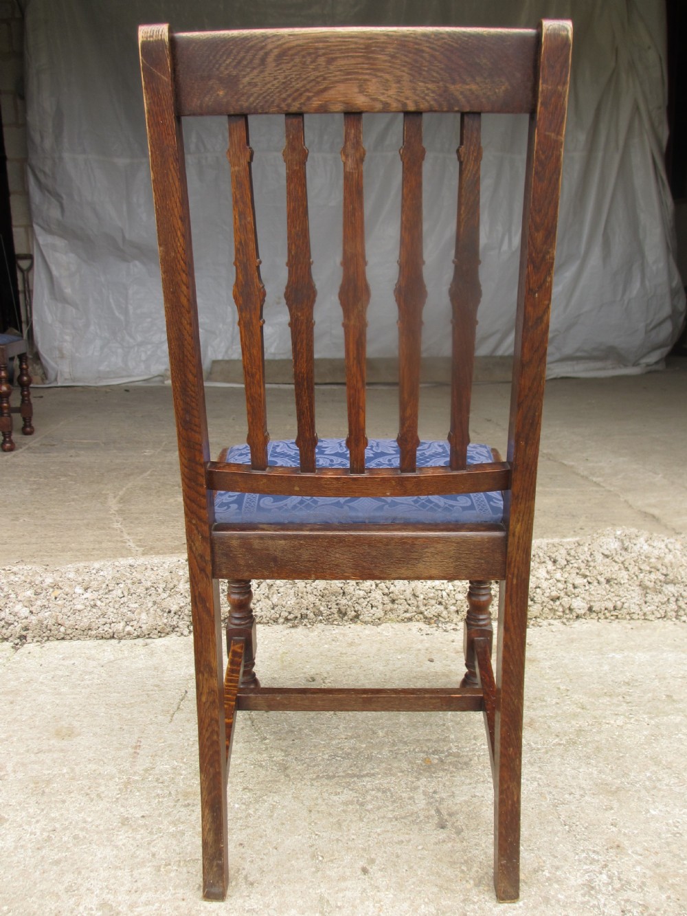Four late 19th century oak slat back dining chairs  View XII