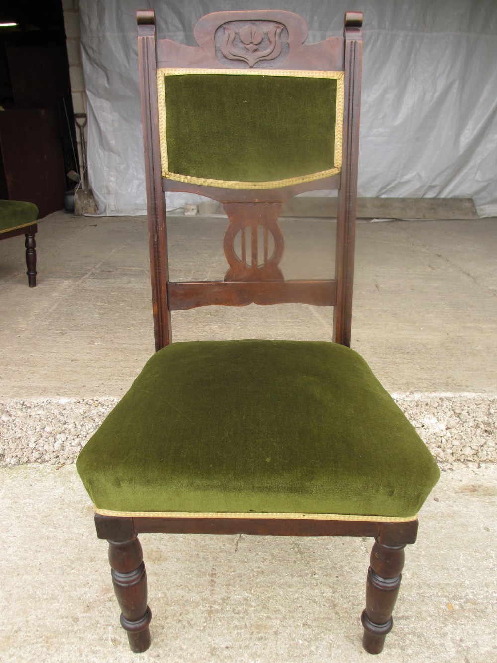 Four Victorian mahogany Art Nouveau dining chairs View III