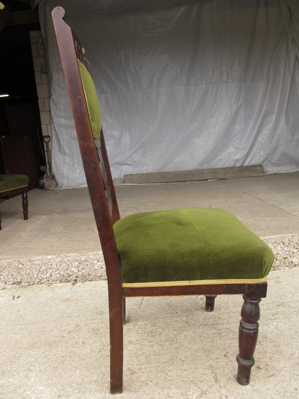 Four Victorian mahogany Art Nouveau dining chairs View XI