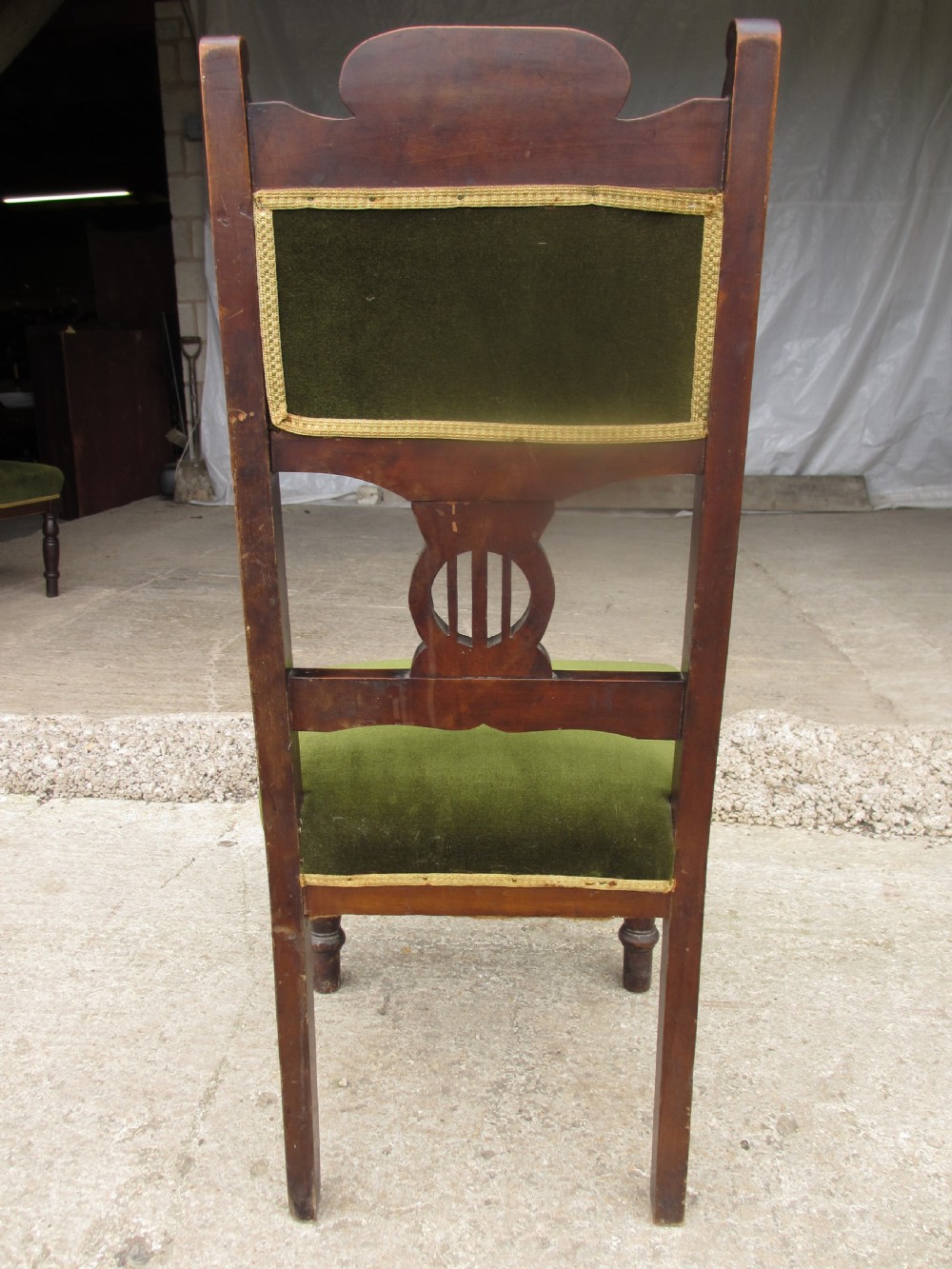 Four Victorian mahogany Art Nouveau dining chairs View XII