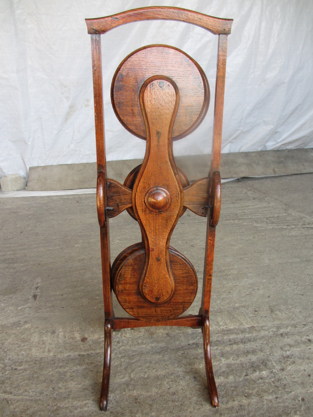 Unusual Victorian oak folding swivel cake stand View XI