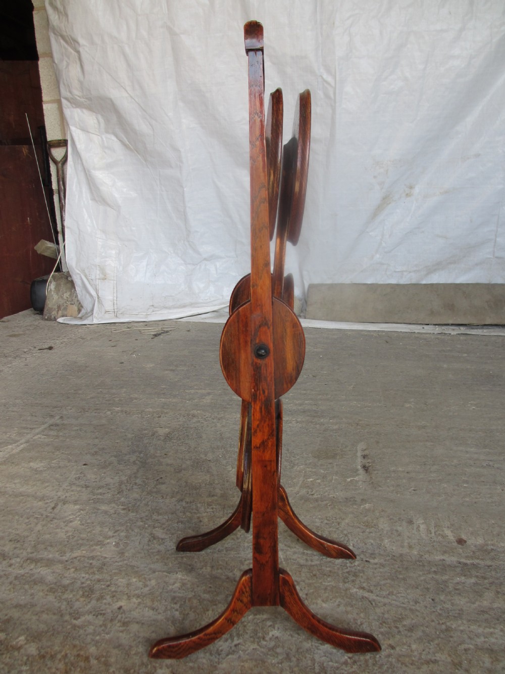 Unusual Victorian oak folding swivel cake stand View XII