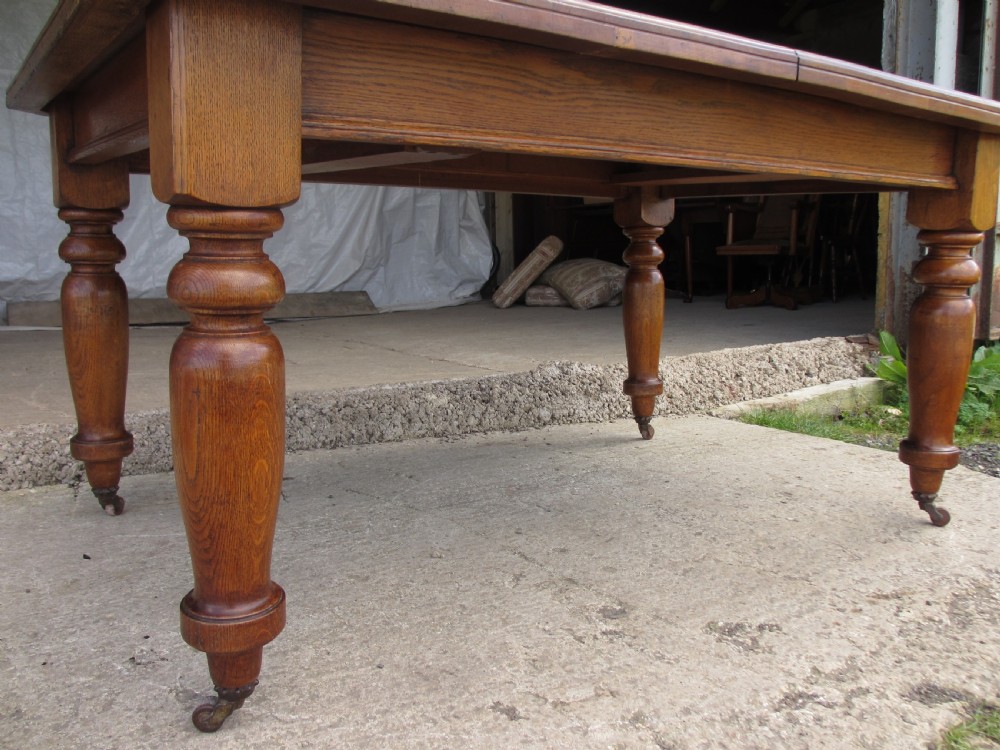 Victorian golden oak wind out extending dining table View VII