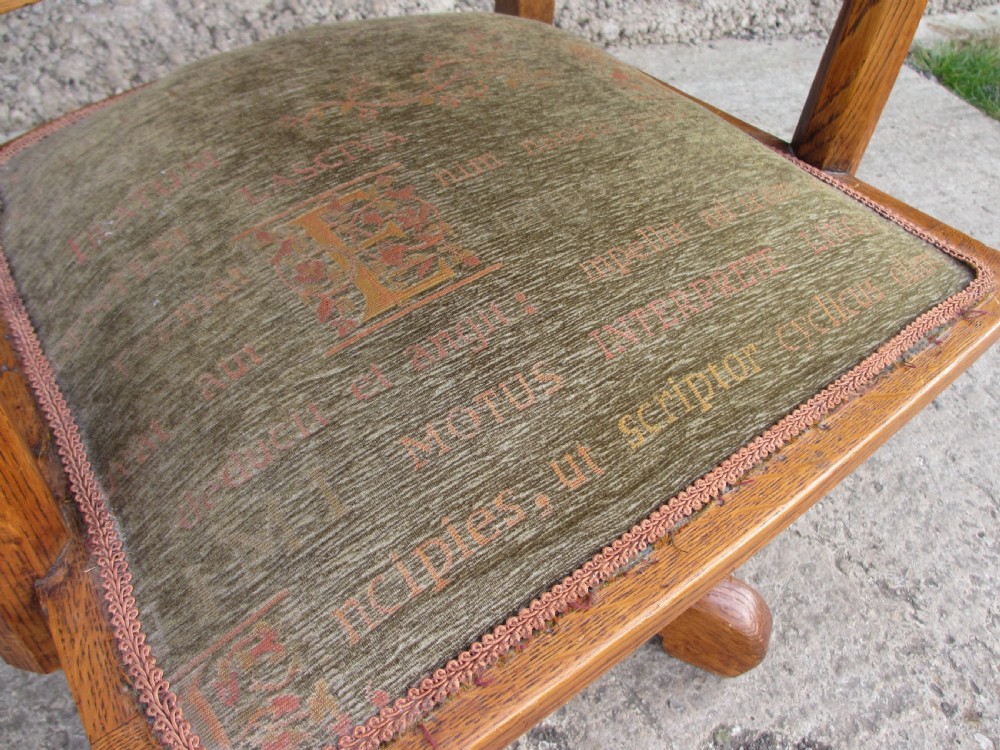 Victorian oak swivel desk chair with upholstered seat and back View VI