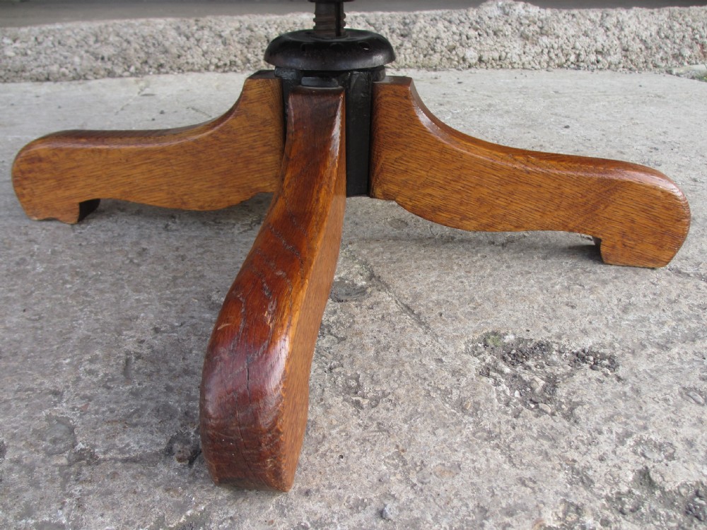 Victorian oak swivel desk chair with upholstered seat and back View VIII