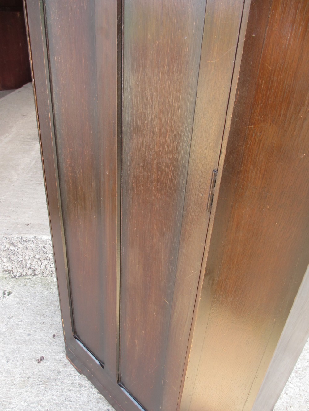 Early 20th century oak canted cornered hall cupboard View V
