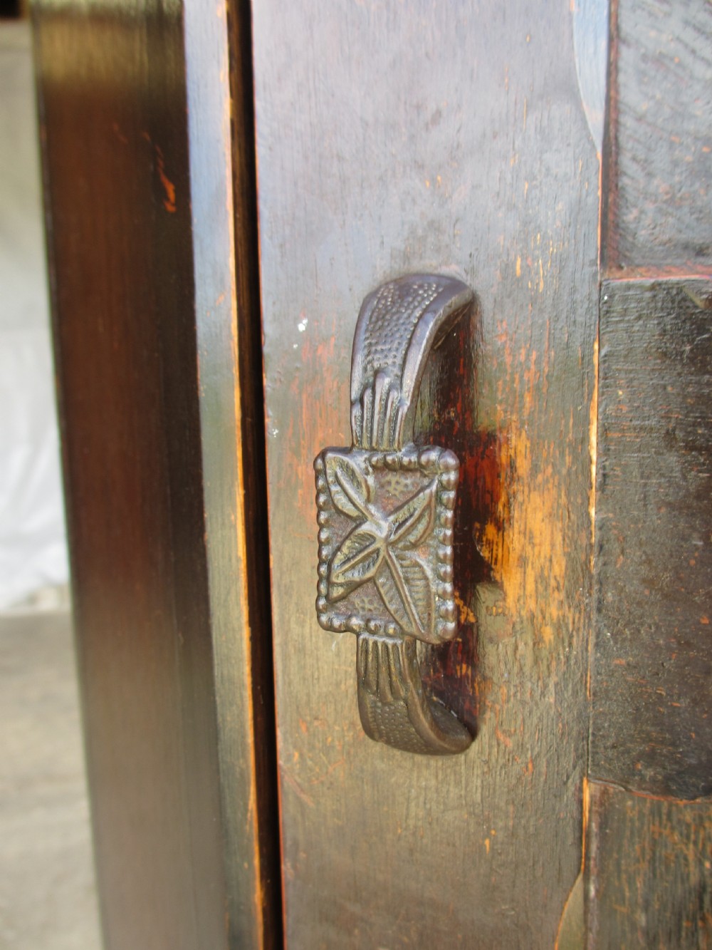 Early 20th century oak canted cornered hall cupboard View VII